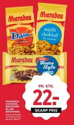 MENY MARABOU COOKIES, BROOKIES ELLER BROWNIES tilbud