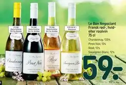 REMA 1000 Le Bon Negociant Fransk rød-, hvid- eller rosévin 75 cl tilbud