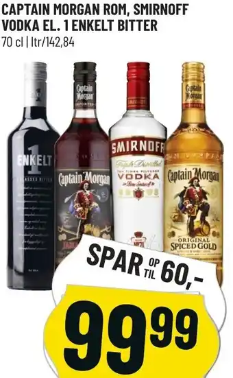 Løvbjerg Captain Morgan Rom, Smirnoff Vodka El. 1 Enkelt Bitter tilbud