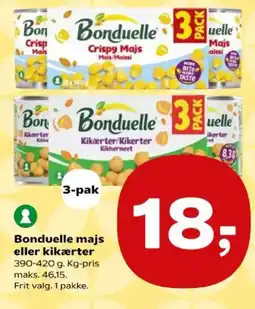 Kvickly Bonduelle majs eller kikærter tilbud