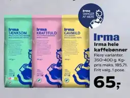 Kvickly Irma hele kaffebønner tilbud