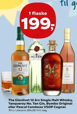 Kvickly The Glenlivet 12 års Single Malt Whisky, Tanqueray No. Ten Gin, Bumbu Original eller Pascal Combeau VSOP Cognac tilbud