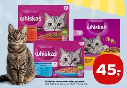Kvickly Whiskas menuboks eller tørkost tilbud