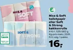 Kvickly Nice & Soft toiletpapir eller Soft & Strong køkkenrulle tilbud