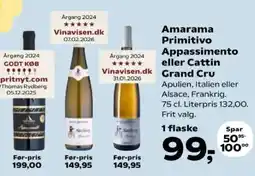 Kvickly Amarama Primitivo Appassimento eller Cattin Grand Cru tilbud