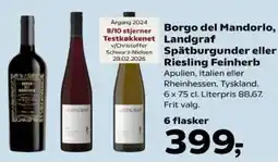 Kvickly Borgo del Mandorlo, Testkøkkenet Landgraf Spätburgunder eller Riesling Feinherb tilbud