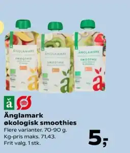Kvickly Änglamark økologisk smoothies tilbud