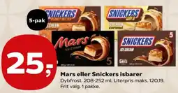 Kvickly Mars eller Snickers isbarer tilbud
