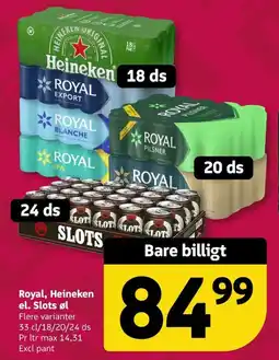 Løvbjerg Royal, Heineken el. Slots øl tilbud
