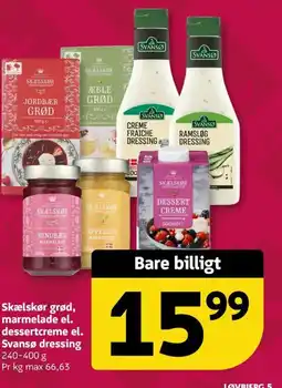 Løvbjerg Skælskør grød, marmelade el. dessertcreme el. Svansø dressing tilbud