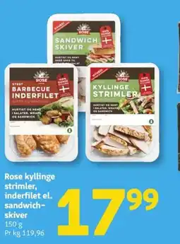 Løvbjerg Rose kyllinge strimler, inderfilet el. sandwich skiver tilbud