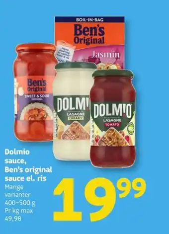 Løvbjerg Dolmio sauce, Ben's original sauce el. ris tilbud