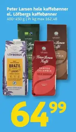 Løvbjerg Peter Larsen hele kaffebønner el. Löfbergs kaffebønner tilbud