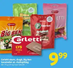 Løvbjerg Carletti skum, dragé, Big Ben karameller el. chokopålæg tilbud