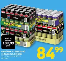 Løvbjerg Pepsi Max el. Faxe Kondi sodavand el. Egekilde tilbud