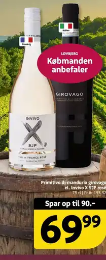 Løvbjerg Primitivo di manduria girovago el. Invivo X SJP rosé tilbud