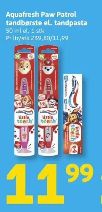 Løvbjerg Aquafresh Paw Patrol tandbørste el. tandpasta tilbud