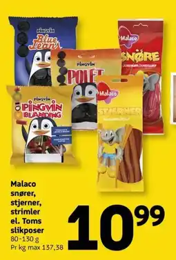 Løvbjerg Malaco snører, stjerner, strimler el. Toms slikposer tilbud