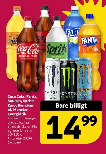 Løvbjerg Coca Cola, Fanta, Squash, Sprite Zero, Ramlösa el. Monster energidrik tilbud