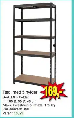 Harald Nyborg Reol med 5 hylder tilbud