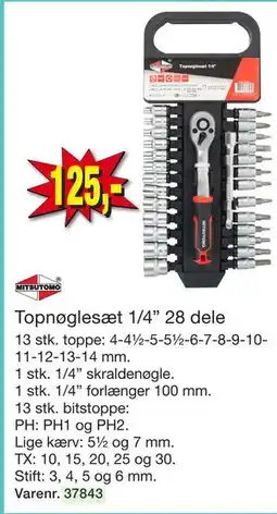 Harald Nyborg Topnøglesæt 1/4” 28 dele tilbud
