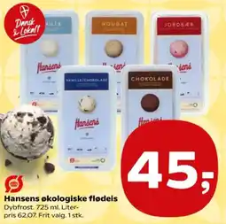 SuperBrugsen Hansens økologiske flødeis tilbud