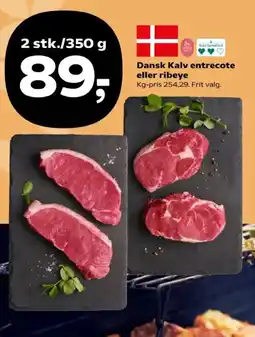 SuperBrugsen Dansk Kalv entrecote eller ribeye tilbud
