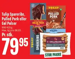 Min Købmand Tulip Spareribs, Pulled Pork eller Gel Pølser tilbud