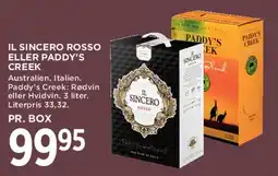 MENY Il Sincero Rosso eller Paddy's Creek (box) tilbud