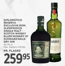 MENY Diplomático / Glenfiddich / Monkey 47 tilbud
