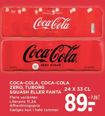 MENY Coca-Cola, Coca-Cola Zero, Tuborg Squash eller Fanta 24 x 33 cl tilbud