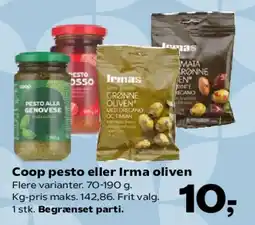 SuperBrugsen Coop pesto eller Irma oliven tilbud