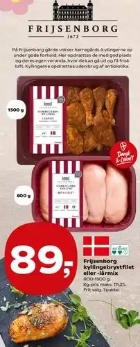 SuperBrugsen Frijsenborg kyllingebrystfilet eller lårmix tilbud