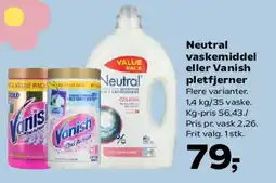 SuperBrugsen Neutral vaskemiddel eller Vanish pletfjerner tilbud