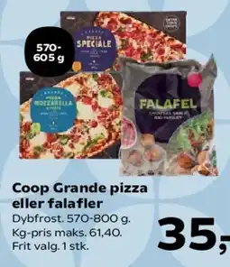 Kvickly Coop Grande pizza eller falafel tilbud