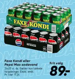 Bilka Faxe Kondi eller Pepsi Max - sodavand (kasse) tilbud