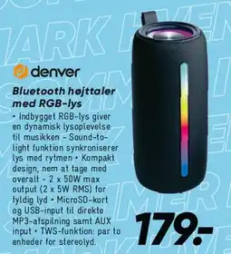 Bilka Bluetooth-højtaler med RGB-lys tilbud