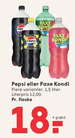 SPAR Pepsi eller Faxe Kondi (1,5 liter) tilbud