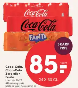 SPAR Coca‑Cola, Coca‑Cola Zero eller Fanta (24 x 33 cl) tilbud