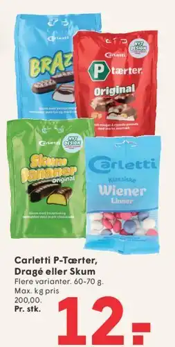 SPAR Carletti P-Tærter / Dragé / Skum tilbud