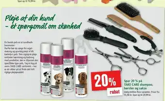 Maxi Zoo Spar 20% på Take Care shampoo, børster og sakse tilbud