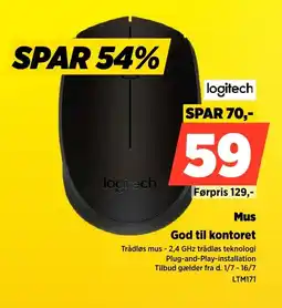 Power Logitech Mus God til kontoret tilbud