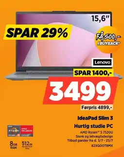 Power Lenovo IdeaPad Slim 3 Hurtig studie PC tilbud