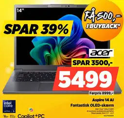 Power Acer Aspire 14 Al Fantastisk OLED-skærm tilbud