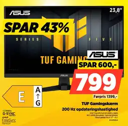 Power Asus TUF Gamingskærm 200 Hz opdateringshastighed tilbud
