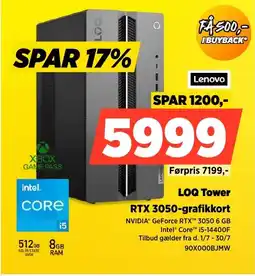 Power Lenovo LOQ Tower RTX 3050-grafikkort tilbud