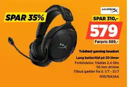 Power Hyper Trådløst gaming headset Lang batteritid på 20 timer tilbud