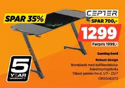 Power Cepter Gaming bord Robust design tilbud