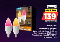 Power Govee Smart-pære Skift farve og lysstyrke tilbud