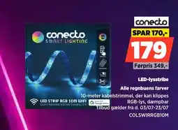 Power Conecto LED-lysstribe Alle regnbuens farver tilbud